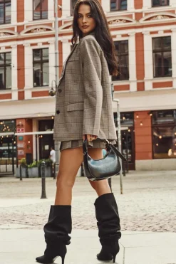 Damskie Boto Kozaki Damskie Na Szpilce Wsuwane Czarne Mavilla