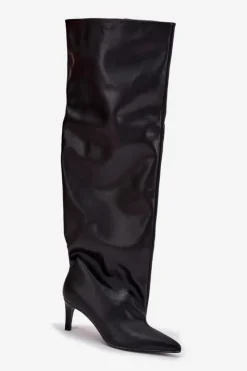 Damskie Boto Kozaki Damskie Na Szpilce Wsuwane Czarne Mavilla