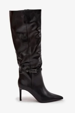 Boto Kozaki Na Szpilce|Kozaki Przed Kolano*Kozaki Damskie Na Szpilce Z Paskiem Czarne Lisanne Czarny