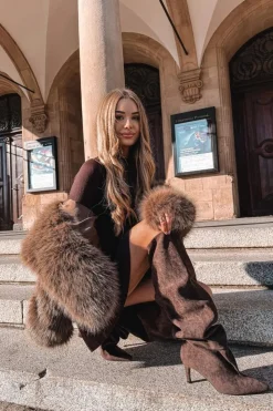 Damskie Boto Kozaki Damskie Na Szpilce Wsuwane Czekoladowe Mavilla