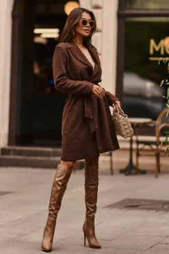 Damskie Boto Kozaki Damskie Na Szpilce Ciemnobeżowe Sirenpha