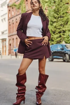 Online Boto Kozaki Damskie Na Szpilce Wsuwane Bordowe Mavilla