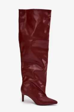 Online Boto Kozaki Damskie Na Szpilce Wsuwane Bordowe Mavilla