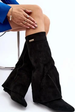 Boto Kozaki Wiosenne|Kozaki Na Koturnie*Kozaki Damskie Na Ukrytym Koturnie Czarne Pattia