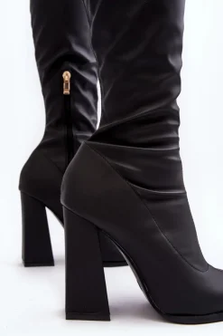 Sale Boto Kozaki Damskie Na Wysokim Słupku Czarne Rishabh