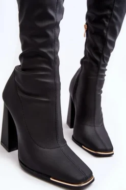 Sale Boto Kozaki Damskie Na Wysokim Słupku Czarne Rishabh