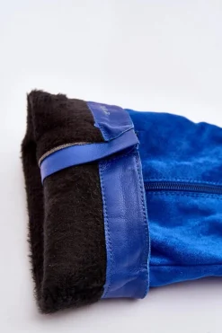 Boto Kozaki Wiosenne|Kozaki Przed Kolano*Kozaki Damskie Ocieplane Na Masywnym Obcasie Niebieski Layala