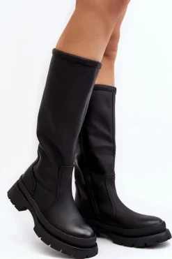 Boto Kozaki Ocieplane|Kozaki Płaskie*Kozaki Damskie Ocieplane Na Płaskim Obcasie Czarne Desiren