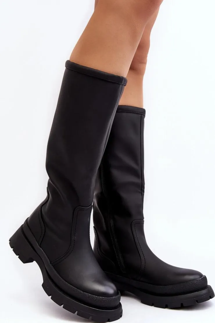 Boto Kozaki Ocieplane|Kozaki Płaskie*Kozaki Damskie Ocieplane Na Płaskim Obcasie Czarne Desiren