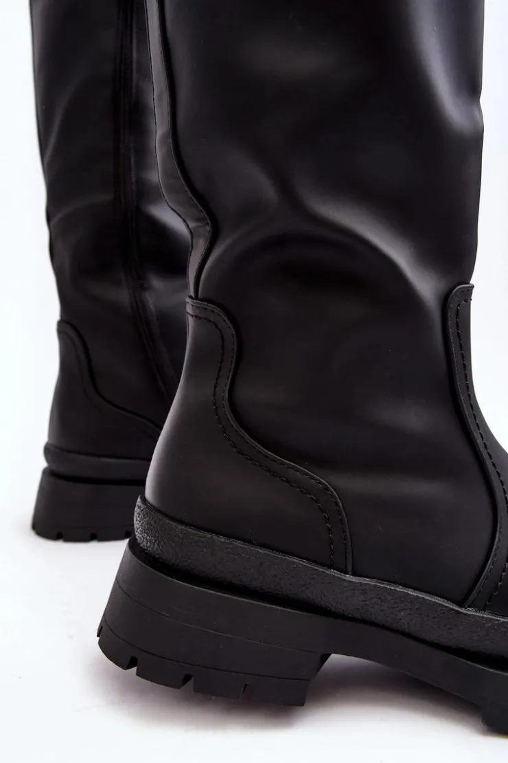 Boto Kozaki Ocieplane|Kozaki Płaskie*Kozaki Damskie Ocieplane Na Płaskim Obcasie Czarne Desiren