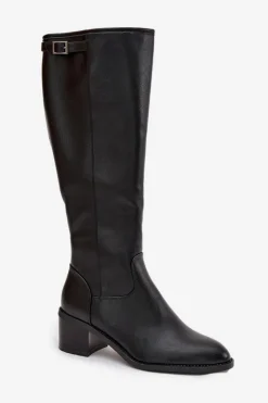 Sale Buty damskie Vinceza Kozaki Damskie Ocieplane Na Obcasie Z Klamrą Vinceza 58589 Czarne Czarny