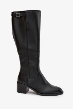 Sale Buty damskie Vinceza Kozaki Damskie Ocieplane Na Obcasie Z Klamrą Vinceza 58589 Czarne Czarny