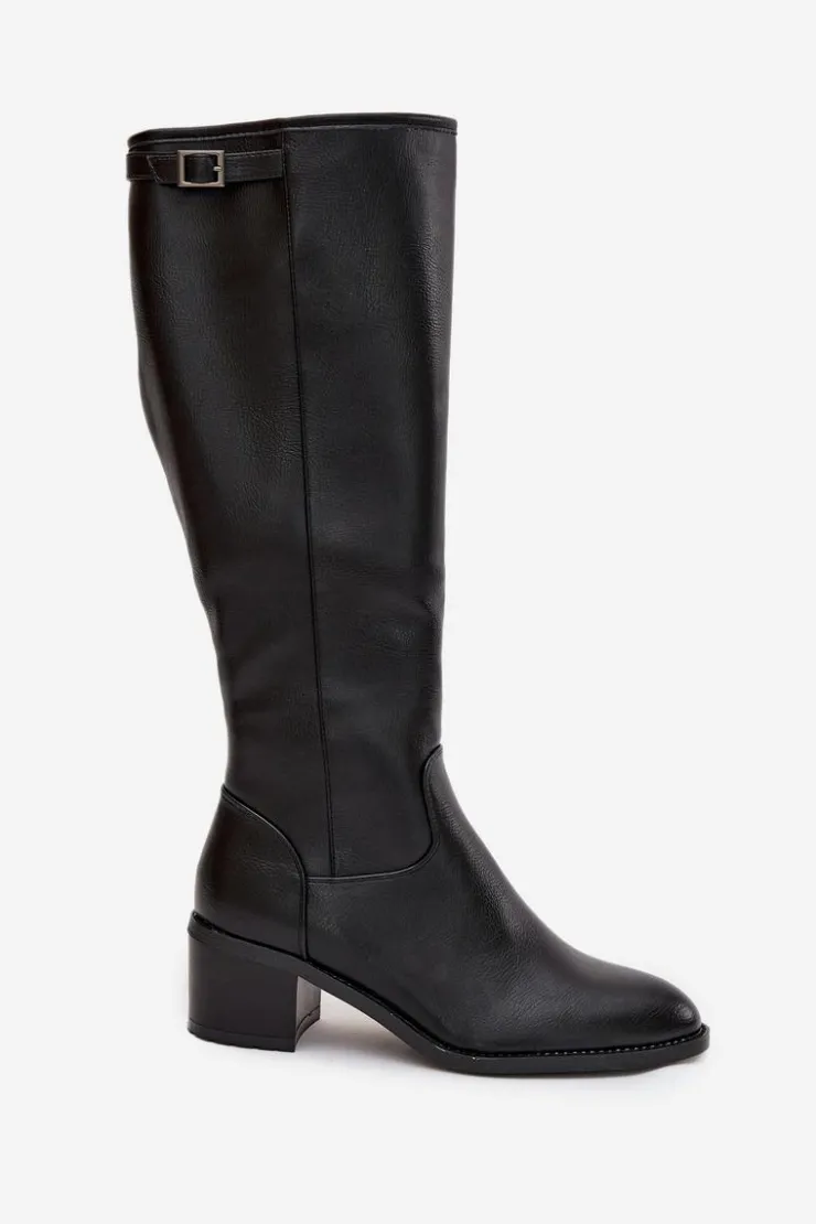 Sale Buty damskie Vinceza Kozaki Damskie Ocieplane Na Obcasie Z Klamrą Vinceza 58589 Czarne Czarny