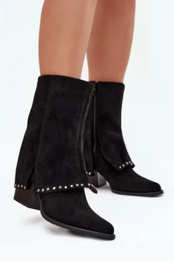 Online Buty damskie Vinceza Kozaki Damskie Ocieplane Z Wywiniętą Cholewką Vinceza 16516 Czarne Czarny