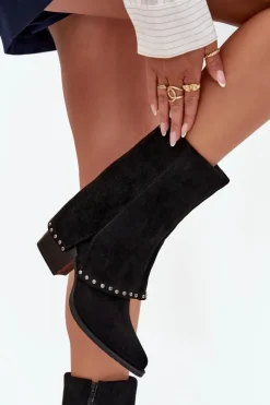 Online Buty damskie Vinceza Kozaki Damskie Ocieplane Z Wywiniętą Cholewką Vinceza 16516 Czarne Czarny