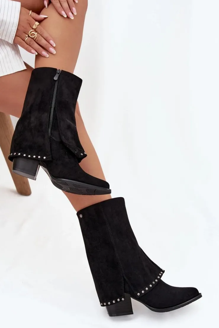 Online Buty damskie Vinceza Kozaki Damskie Ocieplane Z Wywiniętą Cholewką Vinceza 16516 Czarne Czarny