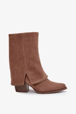 Damskie Buty damskie Vinceza Kozaki Damskie Ocieplane Z Wywiniętą Cholewką Vinceza 16516 Beżowe