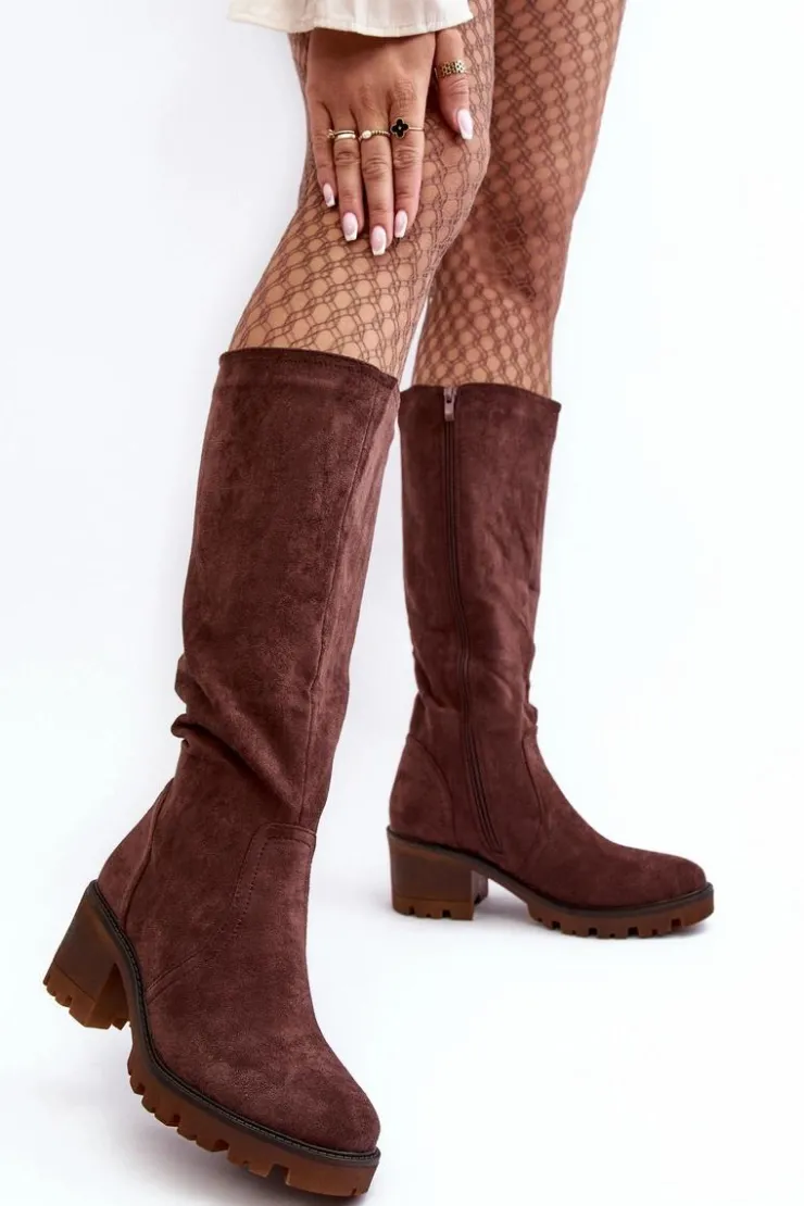 Boto Kozaki Przed Kolano|Kozaki Na Obcasie*Kozaki Damskie Przed Kolano Na Niskim Obcasie Ciemnobrązowe Beveta