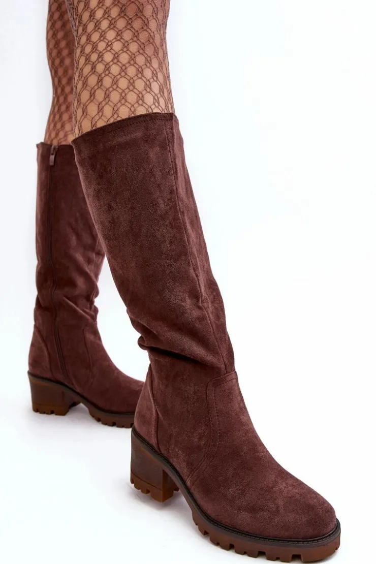 Boto Kozaki Przed Kolano|Kozaki Na Obcasie*Kozaki Damskie Przed Kolano Na Niskim Obcasie Ciemnobrązowe Beveta
