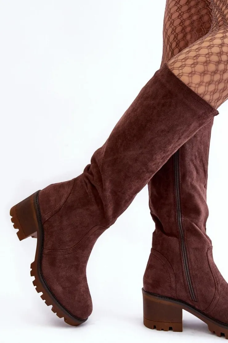 Boto Kozaki Przed Kolano|Kozaki Na Obcasie*Kozaki Damskie Przed Kolano Na Niskim Obcasie Ciemnobrązowe Beveta