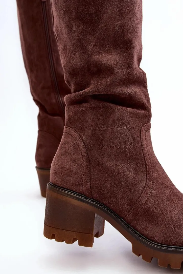 Boto Kozaki Przed Kolano|Kozaki Na Obcasie*Kozaki Damskie Przed Kolano Na Niskim Obcasie Ciemnobrązowe Beveta