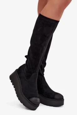 Buty damskie Vinceza Kozaki Ocieplane|Kozaki Na Koturnie*Kozaki Damskie Przed Kolano Na Platformie I Koturnie Vinceza 58342 Czarne Czarny