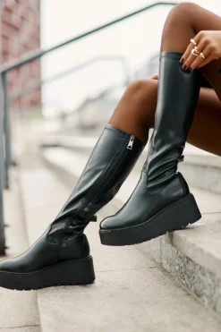 Clearance Buty damskie Vinceza Kozaki Damskie Przed Kolano Na Platformie I Koturnie Vinceza 58342 Czarne