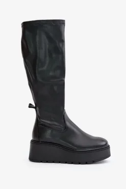 Clearance Buty damskie Vinceza Kozaki Damskie Przed Kolano Na Platformie I Koturnie Vinceza 58342 Czarne