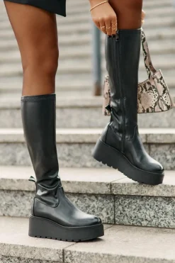 Clearance Buty damskie Vinceza Kozaki Damskie Przed Kolano Na Platformie I Koturnie Vinceza 58342 Czarne