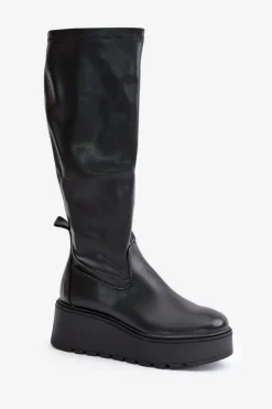 Clearance Buty damskie Vinceza Kozaki Damskie Przed Kolano Na Platformie I Koturnie Vinceza 58342 Czarne