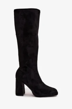 Boto Kozaki Ocieplane|Kozaki Na Słupku*Kozaki Damskie Z Przeszyciami Na Słupkowym Obcasie Czarne Brivana