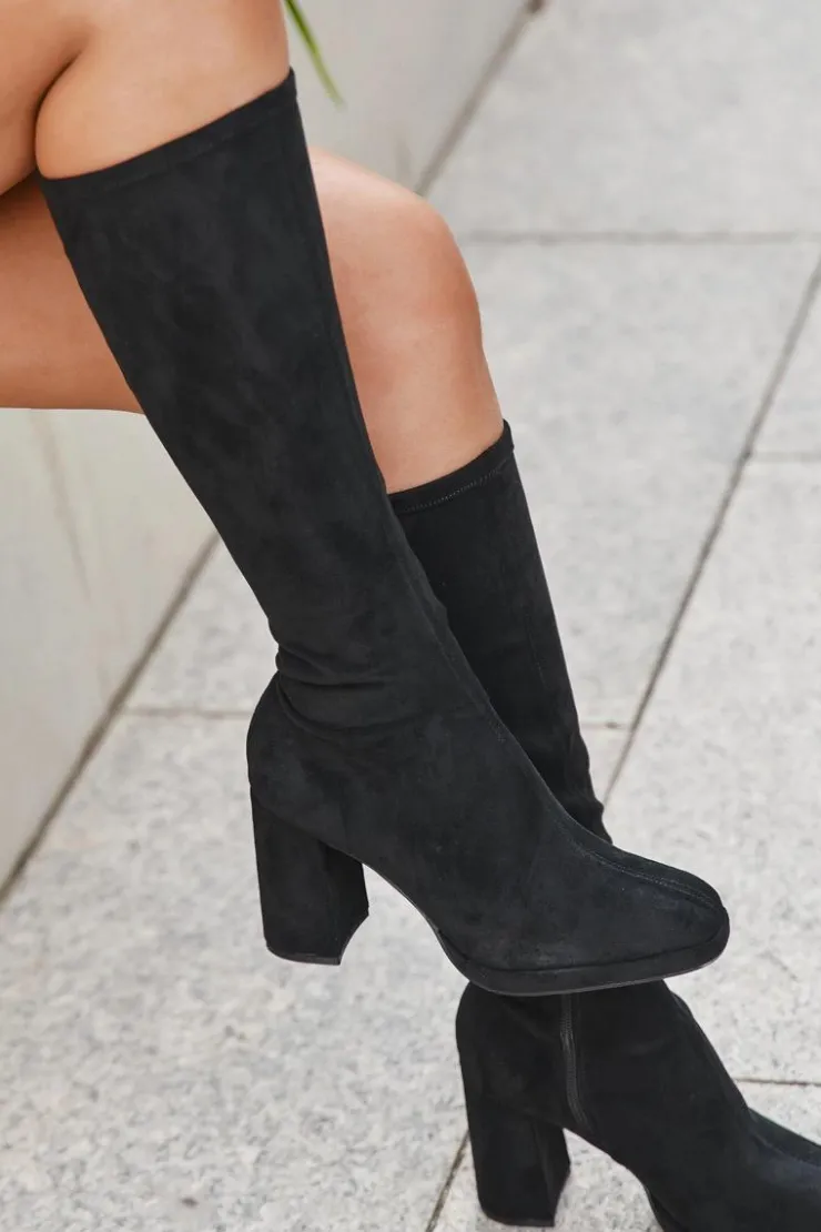 Boto Kozaki Ocieplane|Kozaki Na Słupku*Kozaki Damskie Z Przeszyciami Na Słupkowym Obcasie Czarne Brivana