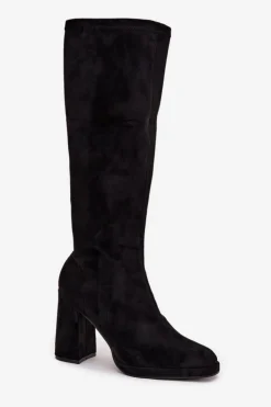 Boto Kozaki Ocieplane|Kozaki Na Słupku*Kozaki Damskie Z Przeszyciami Na Słupkowym Obcasie Czarne Brivana