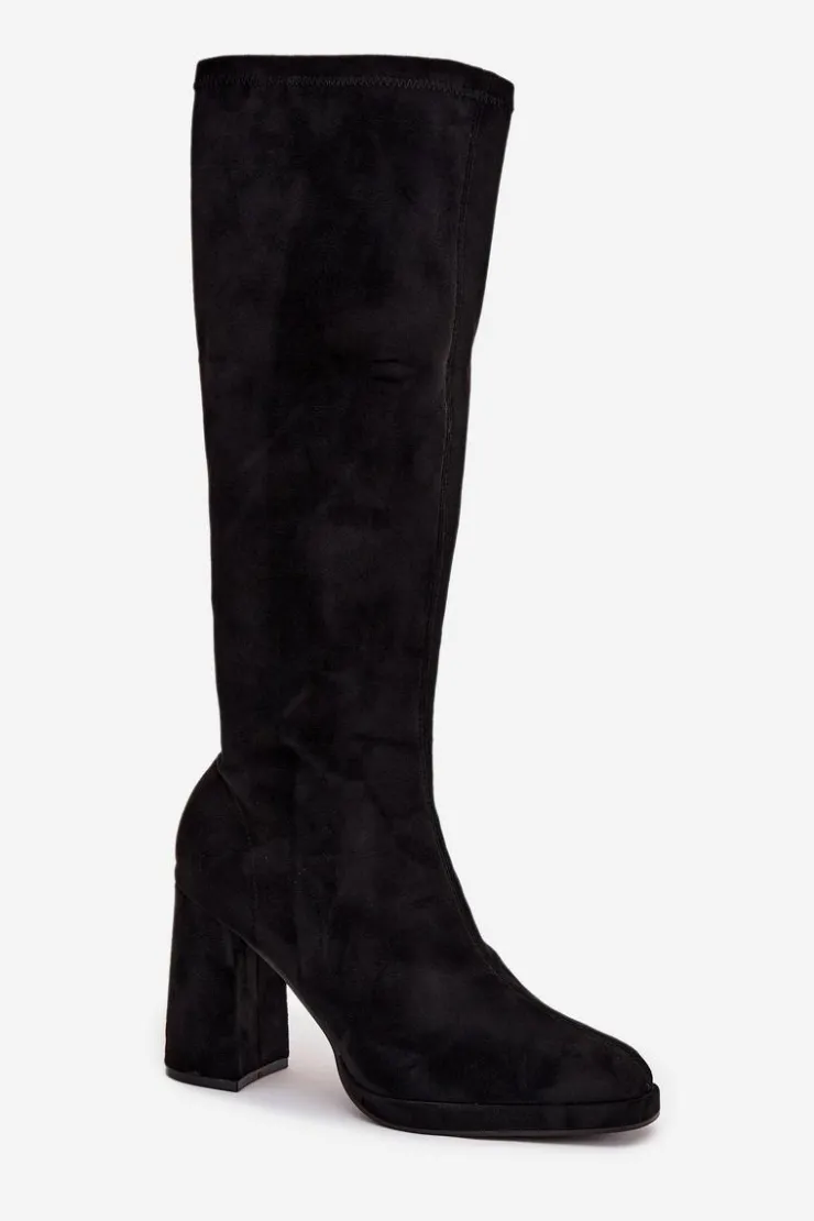 Boto Kozaki Ocieplane|Kozaki Na Słupku*Kozaki Damskie Z Przeszyciami Na Słupkowym Obcasie Czarne Brivana