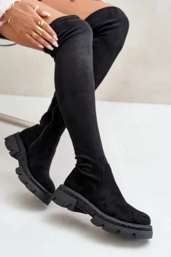 Boto Muszkieterki|Kozaki Za Kolano*Kozaki Damskie Za Kolano Eko Zamszowe Czarne Irithalla