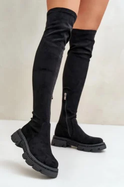 Boto Muszkieterki|Kozaki Za Kolano*Kozaki Damskie Za Kolano Eko Zamszowe Czarne Irithalla