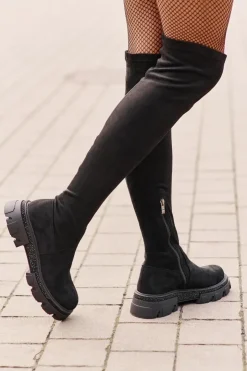 Boto Muszkieterki|Kozaki Za Kolano*Kozaki Damskie Za Kolano Eko Zamszowe Czarne Irithalla