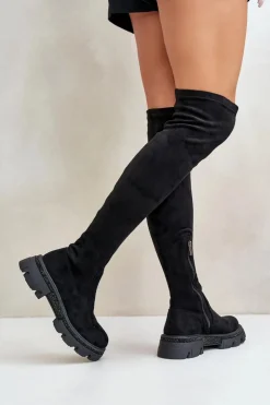 Boto Muszkieterki|Kozaki Za Kolano*Kozaki Damskie Za Kolano Eko Zamszowe Czarne Irithalla