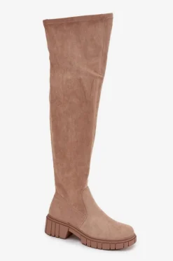 Clearance Damskie buty S.Barski Kozaki Damskie Za Kolano S.Barski HY42-122 Beżowe