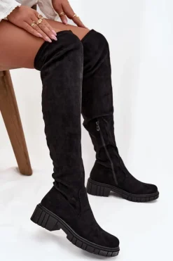 Damskie buty S.Barski Kozaki Ocieplane|Muszkieterki*Kozaki Damskie Za Kolano S.Barski HY42-122 Czarne Czarny