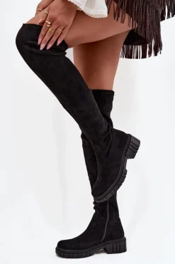 Damskie buty S.Barski Kozaki Ocieplane|Muszkieterki*Kozaki Damskie Za Kolano S.Barski HY42-122 Czarne Czarny