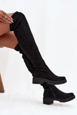 Damskie buty S.Barski Kozaki Ocieplane|Muszkieterki*Kozaki Damskie Za Kolano S.Barski HY42-122 Czarne Czarny