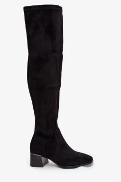 Sale Boto Kozaki Damskie Za Kolano Na Obcasie Czarne Carina Czarny