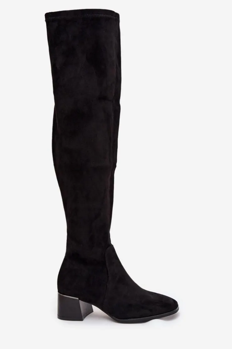 Sale Boto Kozaki Damskie Za Kolano Na Obcasie Czarne Carina Czarny