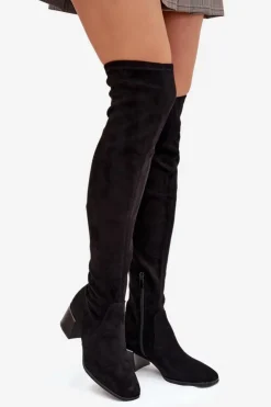 Sale Boto Kozaki Damskie Za Kolano Na Obcasie Czarne Carina Czarny