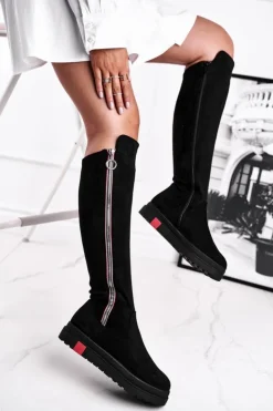 Boto Kozaki Płaskie|Kozaki Zamszowe*Kozaki Damskie Zamszowe Czarne Melbro