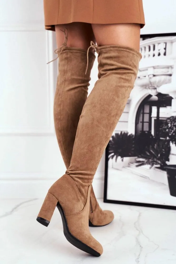 Boto Kozaki Wiosenne|Kozaki Na Obcasie*Kozaki Damskie Zamszowe Na Słupku Beżowe Highso