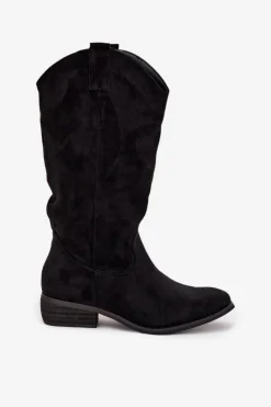 Boto Kozaki Przed Kolano|Kozaki Na Obcasie*Kozaki Kowbojki Na Niskim Obcasie Z Eko Zamszu Czarne Cherrie Czarny