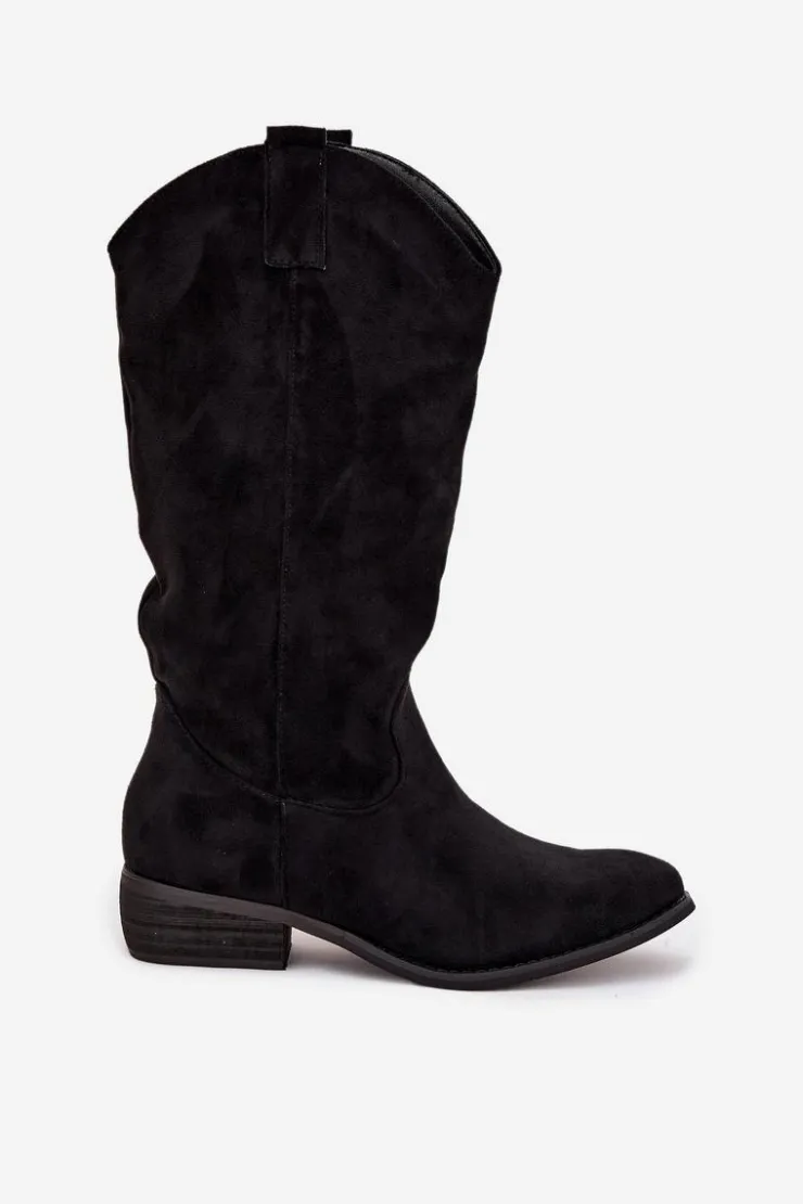 Boto Kozaki Przed Kolano|Kozaki Na Obcasie*Kozaki Kowbojki Na Niskim Obcasie Z Eko Zamszu Czarne Cherrie Czarny