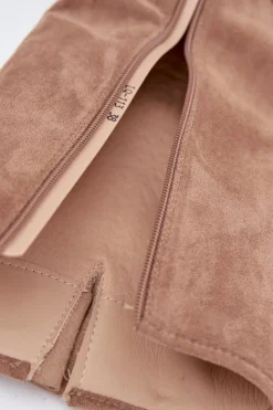 Boto Kozaki Na Słupku|Kozaki Przed Kolano*Kozaki Kowbojki Na Słupku Z Klamrami Ciemnobeżowe Fivelle Beżowy